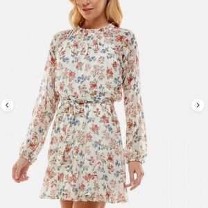 Fit & Flare Short Dress Long Sleeve Ruffle Floral